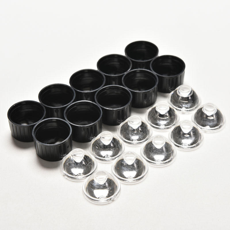 10 шт. 5-градусная светодиодная линза для светодиодов высокой мощности 1 Вт 3 Вт с винтовым держателем 20 мм черного цвета