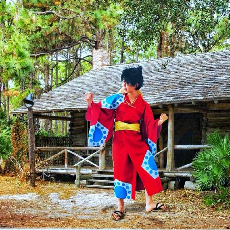 One Piece Страна Вано Обезьяна D. Луффи Косплей Костюм Кимоно Одежда Хэллоуин Карнавальный Костюм