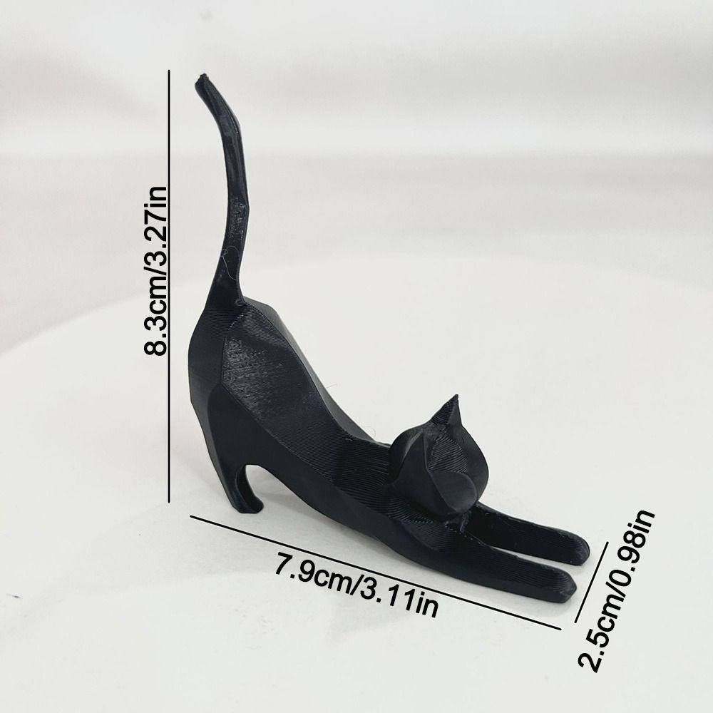 Stretching Kitten Funny Cat Ornaments Carved Kitten Statue Minimalist Cat Sculpture Garden