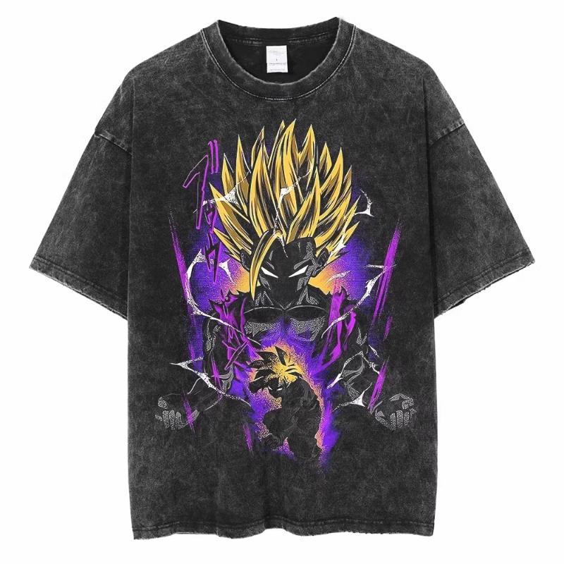 Dragon Ball Anime Washed TShirt Vintage Goku Vegeta Cotton Short Sleeve Fit Men Women Casual Wear New Tops