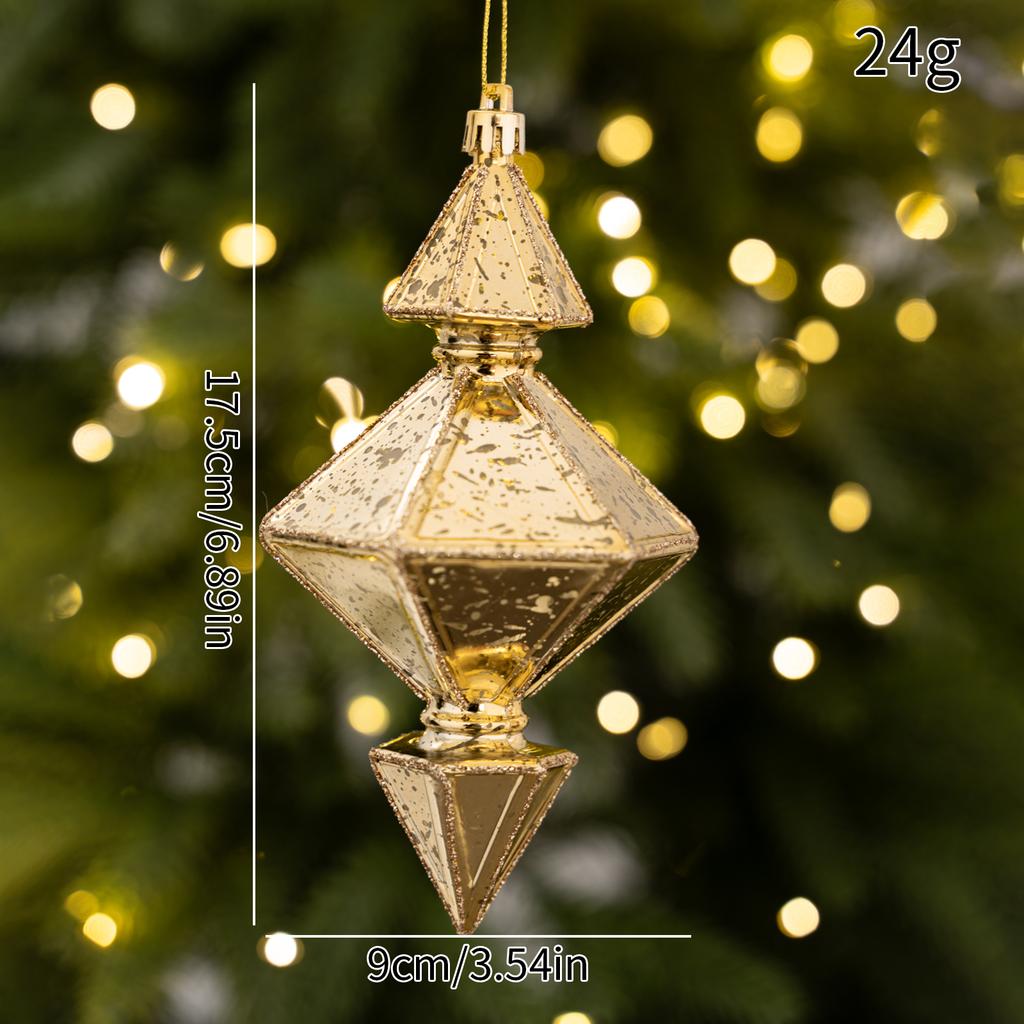 Vintage Cracked Christmas Baubles Gold Silver Red Diamond Rhombus Shape Xmas Tree Hanging Ornaments