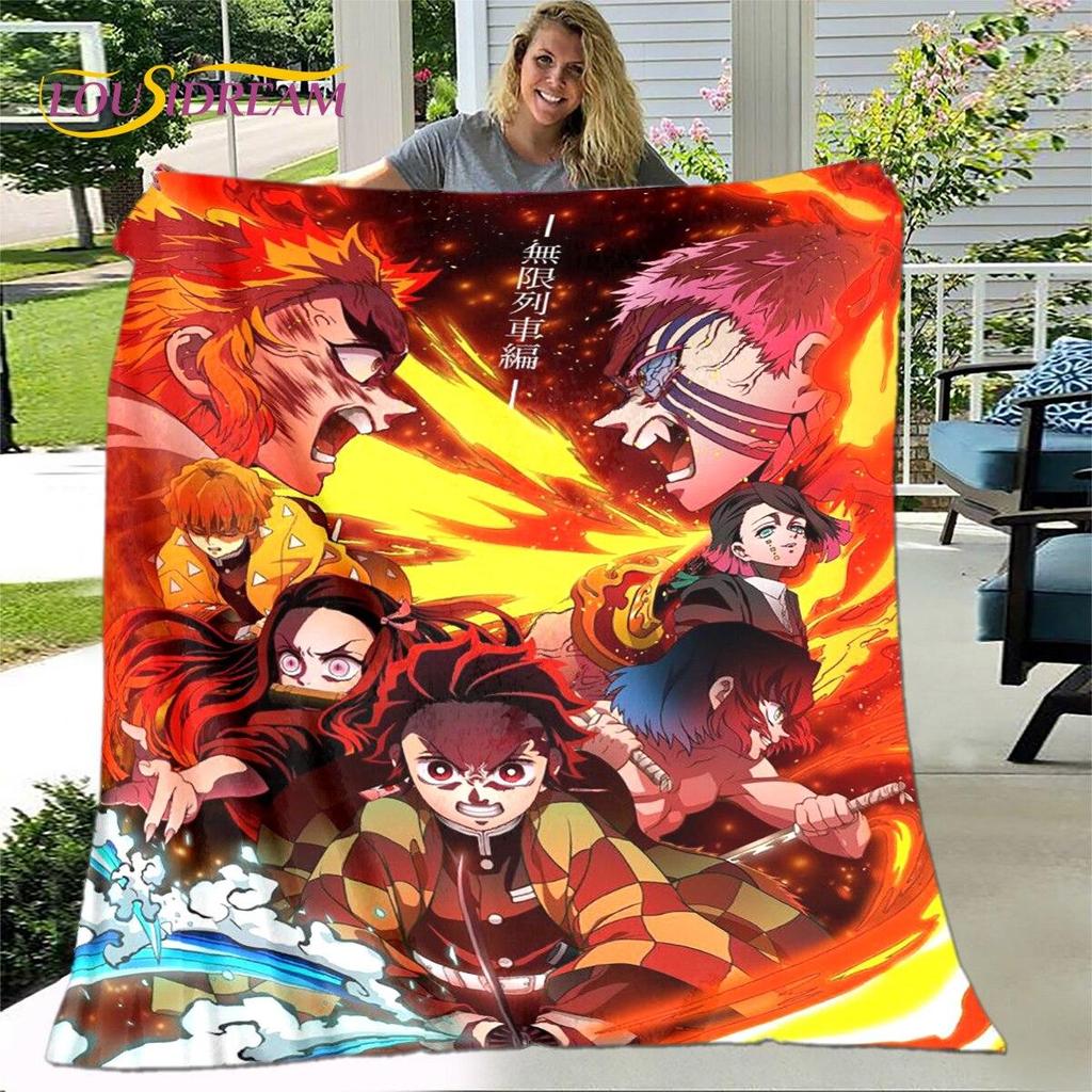 Anime Cartoon Demon Slayer Blanket,Flannel Blanket Throw Blanket,Sherpa Warm Children's Blanket for Living Room Bedroom Beds