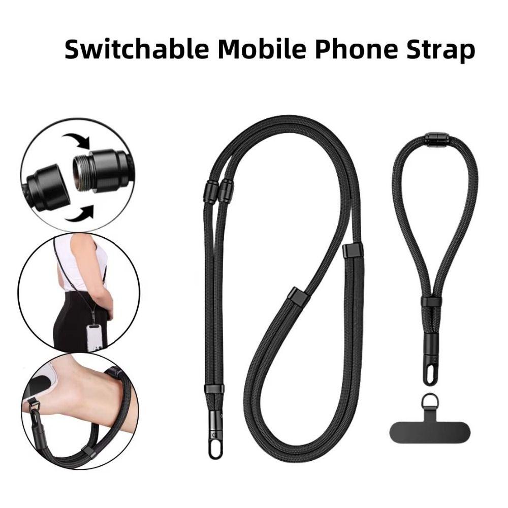 Adjustable Length Mobile Phone Lanyard Switchable 3-in-1 Phone Chain  Men Women
