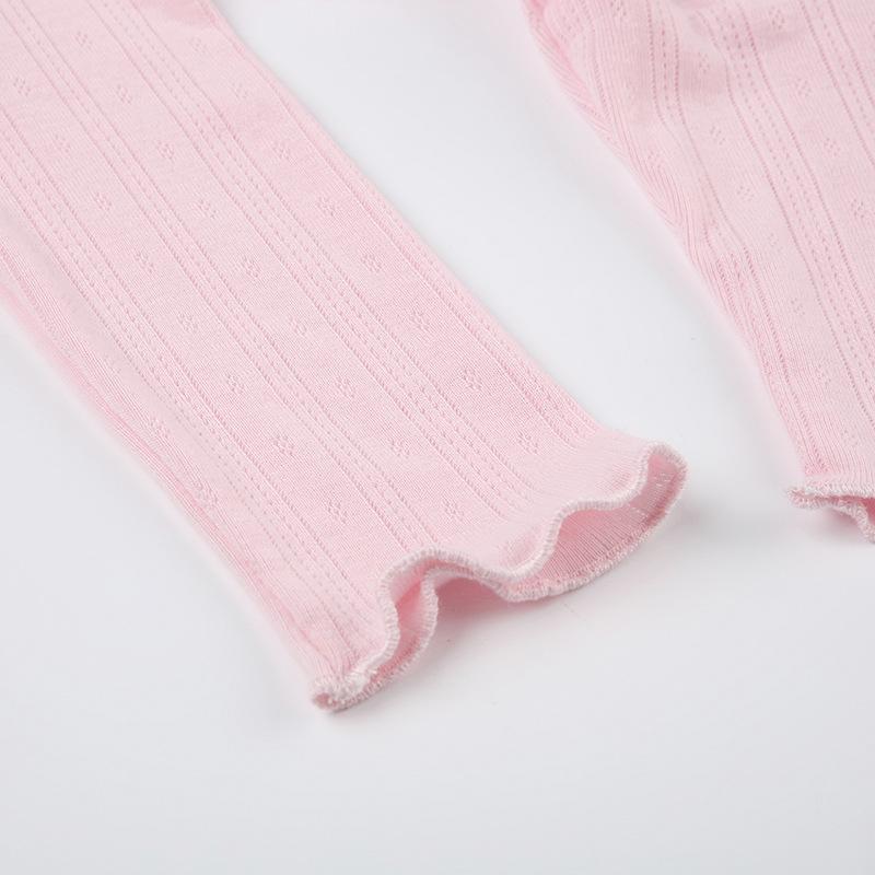 Женская плиссированная футболка с квадратным вырезом и кружевом, длинными рукавами и бантом