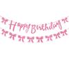 Pink & Black Glitter Bow Birthday Banner Decoration