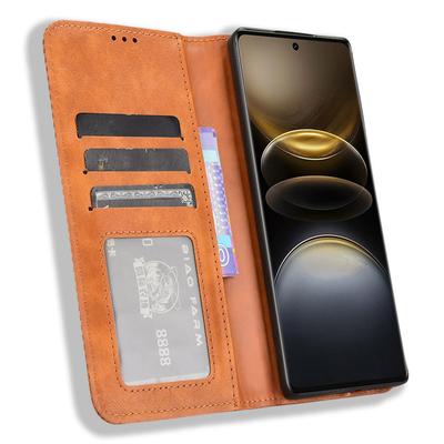 Для vivo X100 Ultra 5G Чехол-кошелек Ретро PU кожа Подставка Чехол для телефона