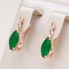 Простые серьги цвета розового золота в английском стиле для женщин, модные зеленые серьги-капли с натуральным цирконом, винтажные повседневные украшения