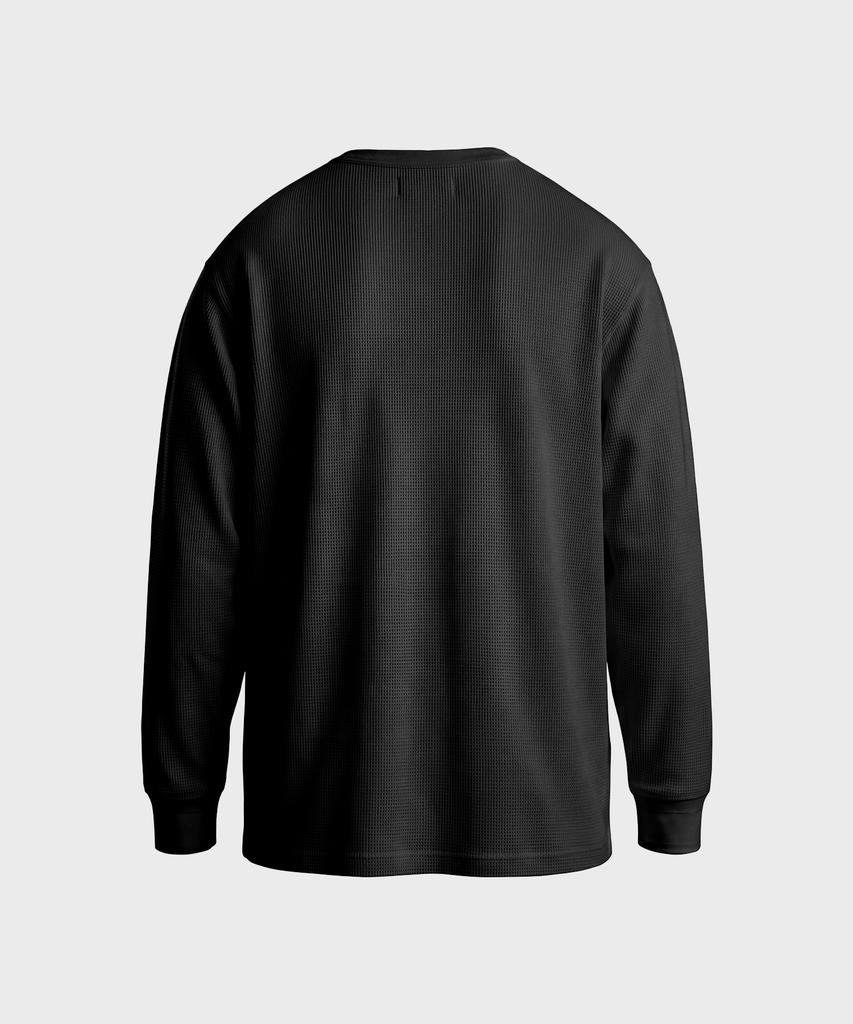 HEBIWEDEO Washable Waffle Henley Neck