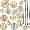 Pack of 30 Trendy Round Ball Spring Ornament Fashionable Hollow Spring Pendants Helical Bead Cages Pendant for Necklaces