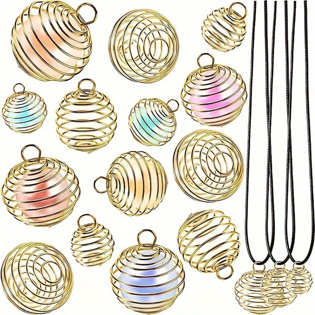 30 Pieces Unique Jewelry Pendant Hollow Ball Spring Pendant Jewelry Charm DIY Necklace Pendants for DIY Necklace Jewelry