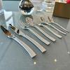 Western Food Tableware Stainless Steel Serrated Steak Knife Sharp Fork Tines Curved Spoon Dishwasher Safe Hammered Texture