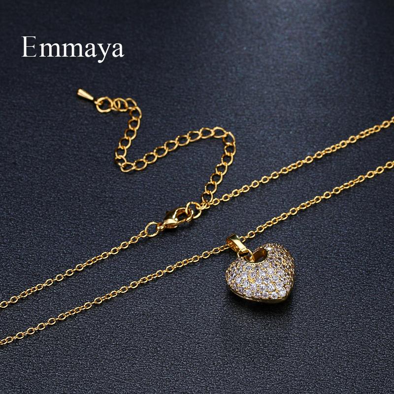 Emmaya Fashion Charm AAA Cubic Zircon Multicolor Romantic Heart Pendant Jewelry Necklaces For Woman Wedding Party Gift