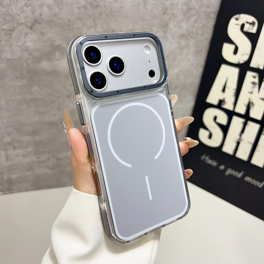 Luxury Two Tone Border Transparent Strong Magnetic Case for IPhone 17 Pro Max Air 16 Plus 15 14 13 12 11 for Magsafe Back Cover