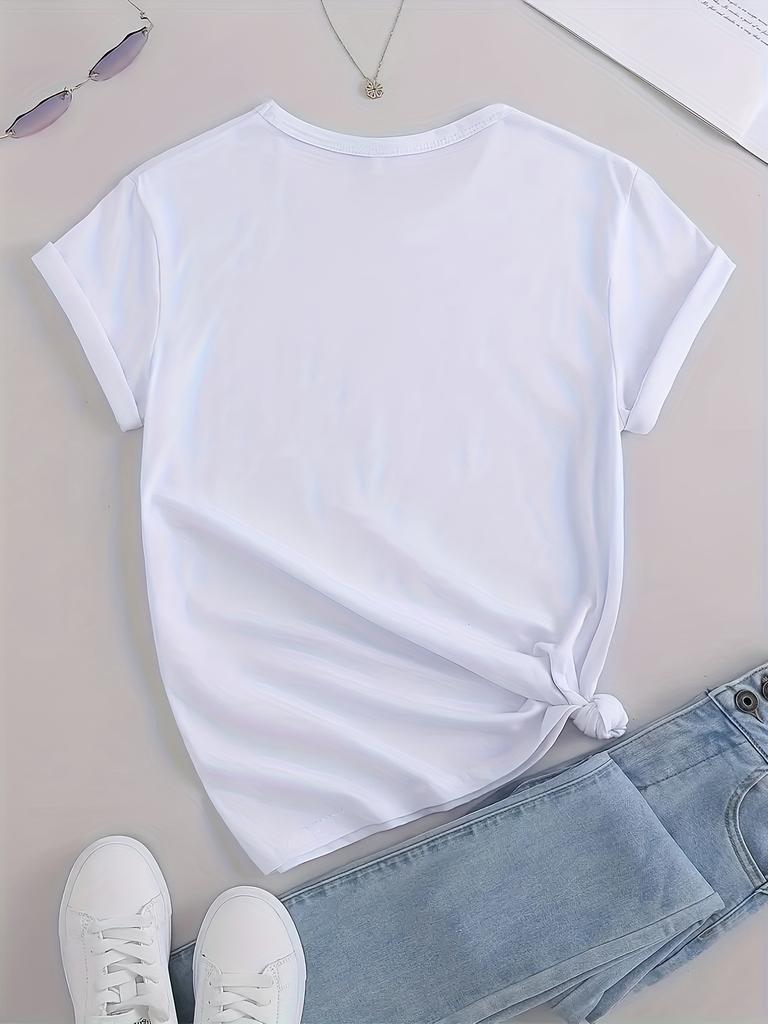 Casual Sports Loose Heart Graphic T-shirt Leopard Print Round Neck Letter Printed Summer Tees Top Women's Graohic 90s T Shirt