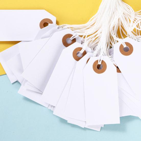 100Pcs Hanging Tags with Attached Reinforced Holes Elastic String Design Widely Used DIY Writable Labels