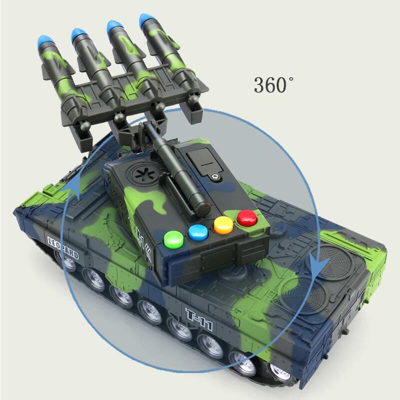Детская вращающаяся на 360° игрушечная модель танка, модель танка «Тигр», военный бронированный ракетный танк, боевая модель, звуковая светящаяся игрушка, подарок для мальчика, помощь в раннем образовании