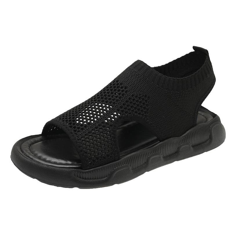 Womens Sandals Mesh Hollow Summer New Sport Fashion Platform 2024 Designer Flat with Casual Basic Solid Flip Flops Ladies Shoes