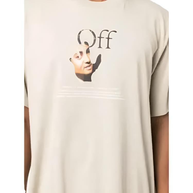 OFF WHITE Футболки Серия Динозавры Мужские Коричневый Круглый вырез Умеренный OMAA038F21JER0071784