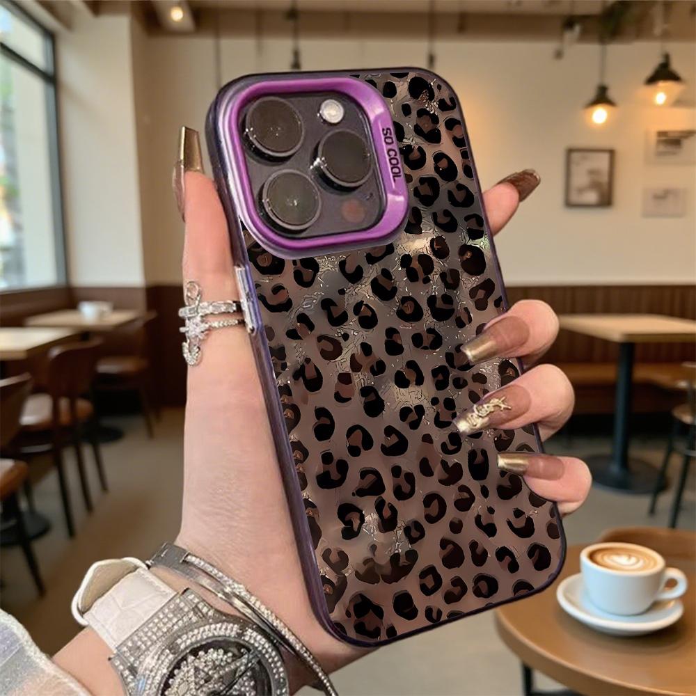 Ударопрочный чехол для телефона с принтом леопарда для Iphone 16 15 14 13 12 11 Pro Max/Mini Защита от царапин Премиальная жесткая крышка