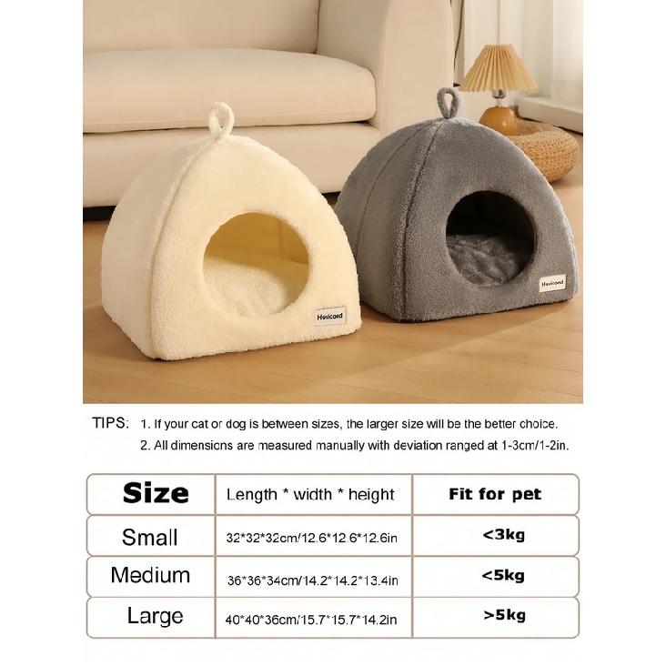 New Triangle Closed Cat Bed Warm Thickened Pet Nest Deep Sleep Cave House For Cats & Small Dogs Bed Cat Tents