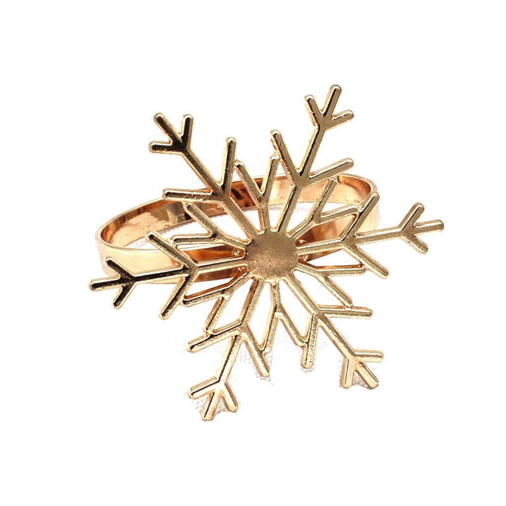 В форме снежинки для Рождества, вечеринки, свадьбы, кольцо для салфетки, декор стола, пряжка для салфетки, рождественские принадлежности