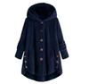 Women's Coat Button Plush Solid Color Hooded Jacket