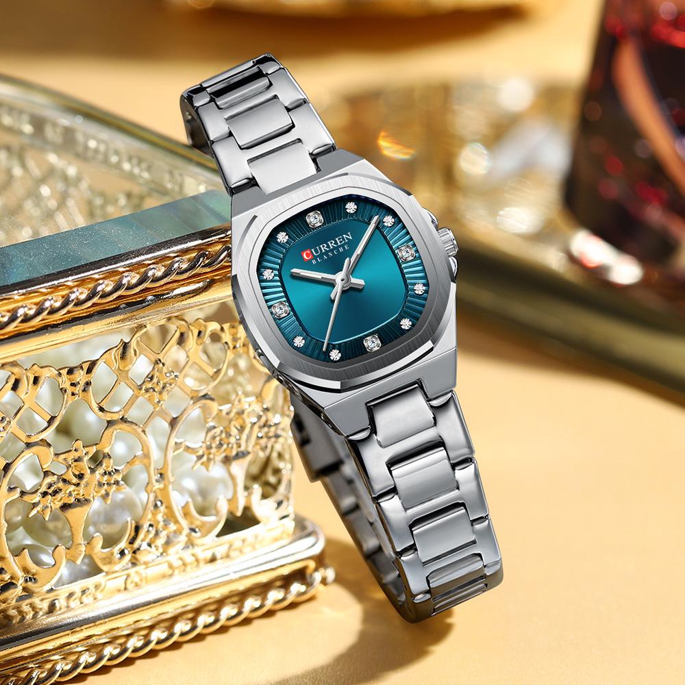 CURREN 9104 Женские кварцевые часы с браслетом из стали, повседневные, модные
