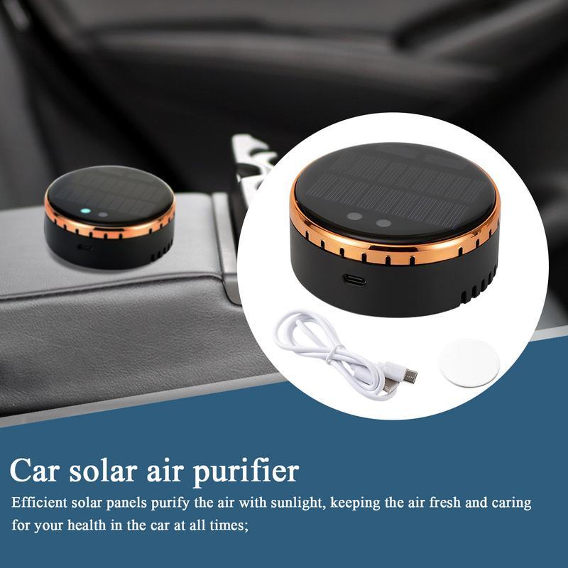 Solar Air Purifier Car Deodorizer Odor Eliminator Pads Smart USB Auto Air Freshener Silent Purification Remove PM2.5/TVOC