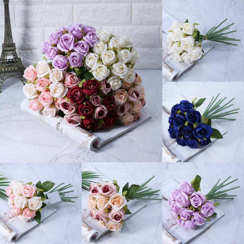 Rose Artificial 12head Bouquet Silk Flowers Wedding Party Home Decoration