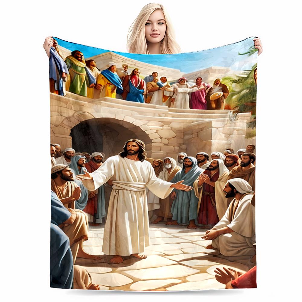 Historic Biblical Scene Keep warm:Flannel blanket for bedroom, living room, sofa, and nap