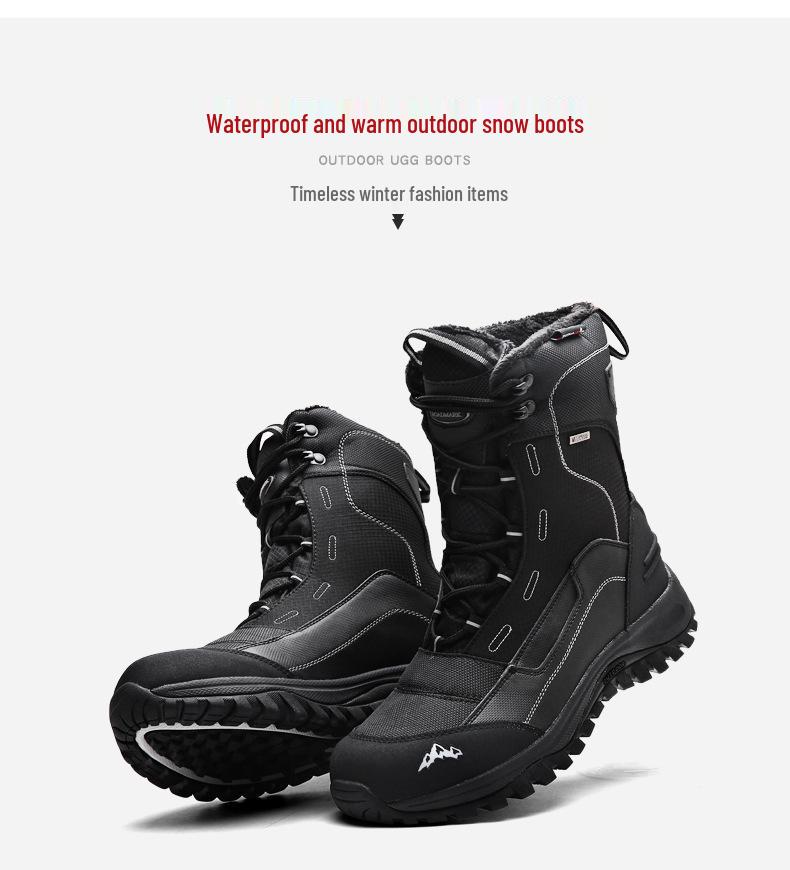 Мужские супертеплые водонепроницаемые сноубутсы: -Зимняя обувь, выдерживающая холод до -40°C, нескользящая, с толстой велюровой подкладкой