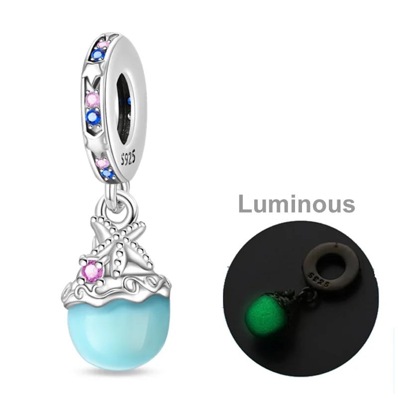 Медные Шармы Морские Рыбы Бусина Светящаяся Черепаха Осьминог Ракушка Подвеска Подходит Оригинальному Браслету DIY Женские Украшения