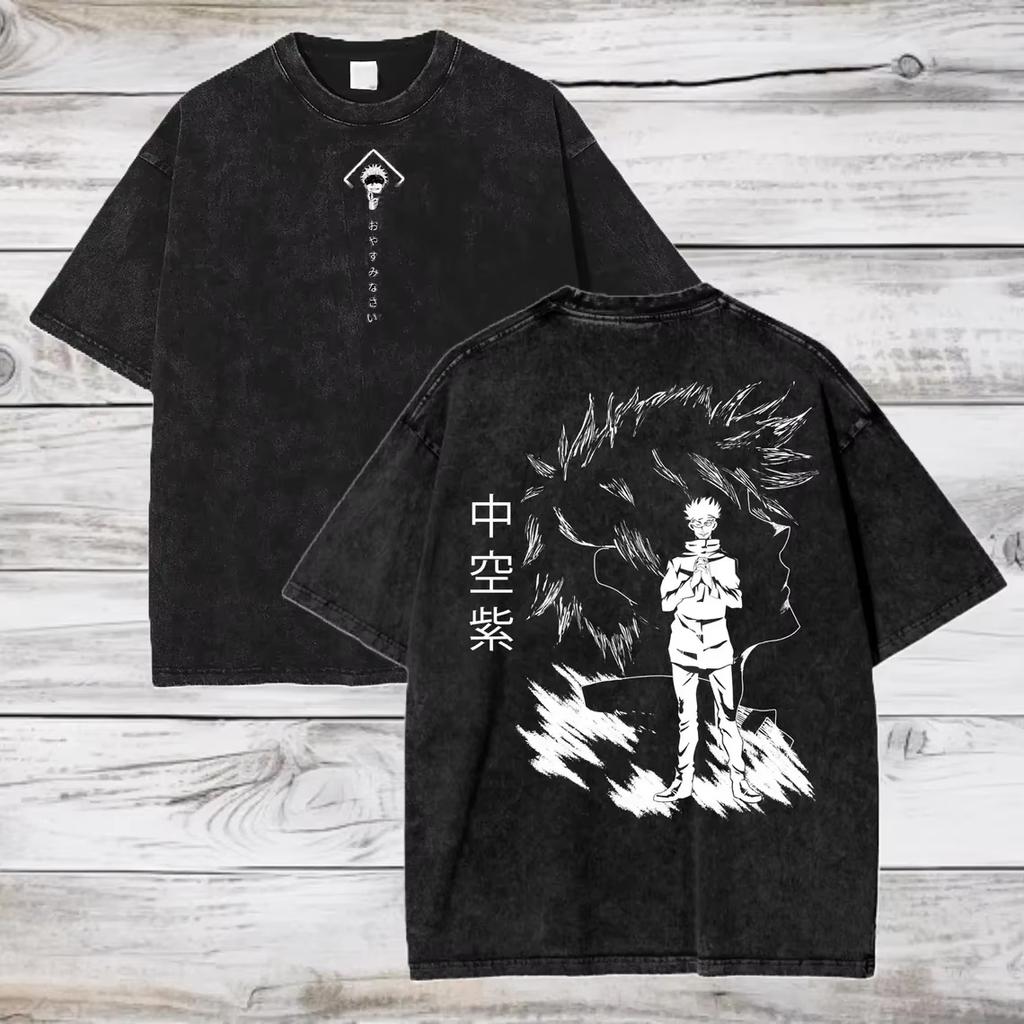 2026 Hot Sale Gojo Satoru Jujutsu Kaisen T Shirt Men Women Tshirt Washed Cotton T-shirt Clothing Summer Short Sleeve Oversized Tees Streetwear