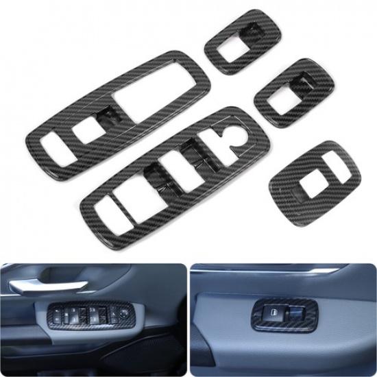 Carbon Fiber Window Lift Switch Panel Cover Trim for Dodge Ram 1500 2018+ Inner