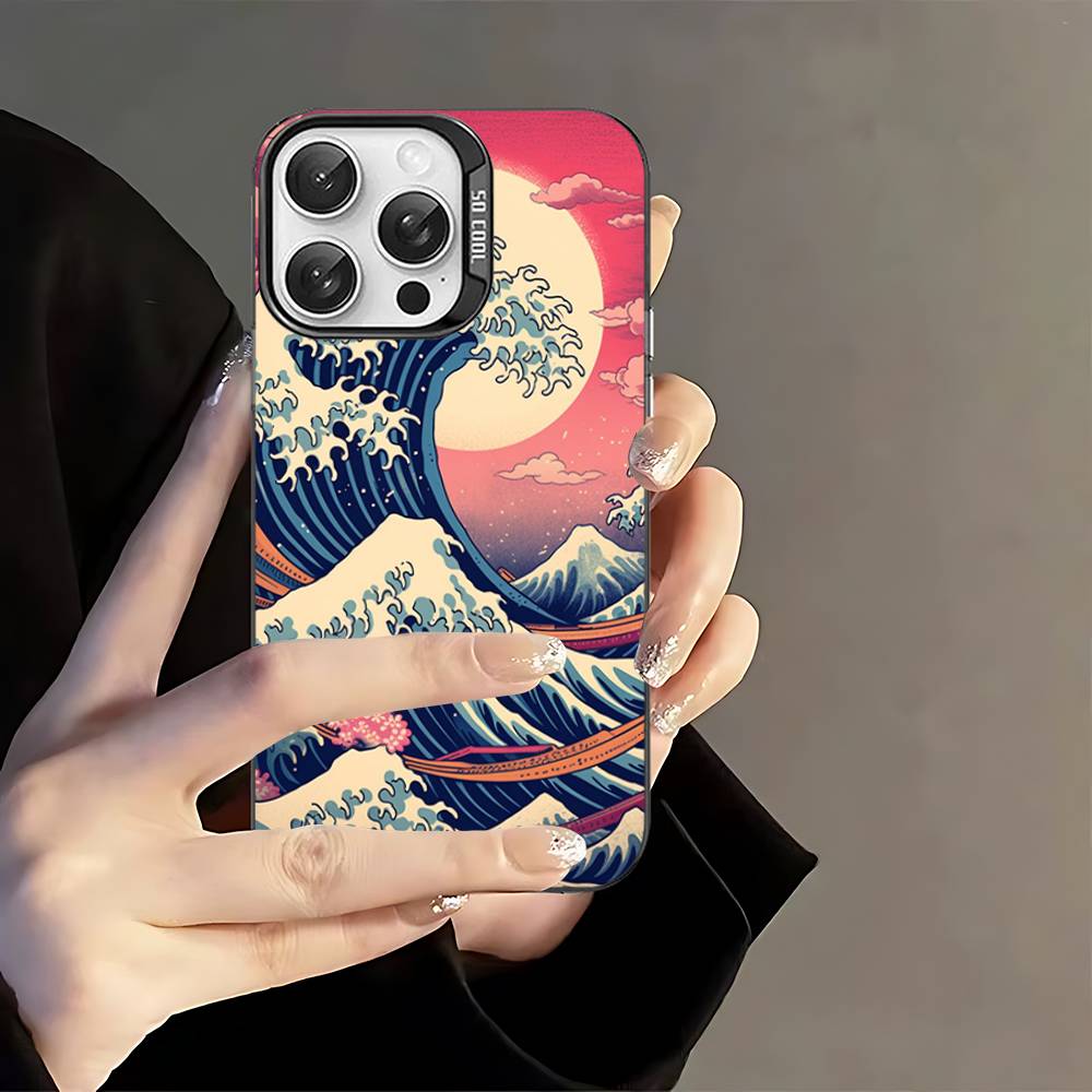 Японские волны Чехол для телефона Для IPhone 17 16 15 14 13 12 11 Pro Max Plus Pro Цветной корпус