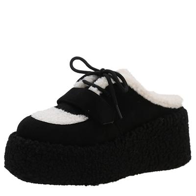 Модные 8 см толстая подошва хлопок новые женские шерстяные тапочки теплые шерстяные тапочки на платформе женские тапочки женские овчинные тапочки женская обувь