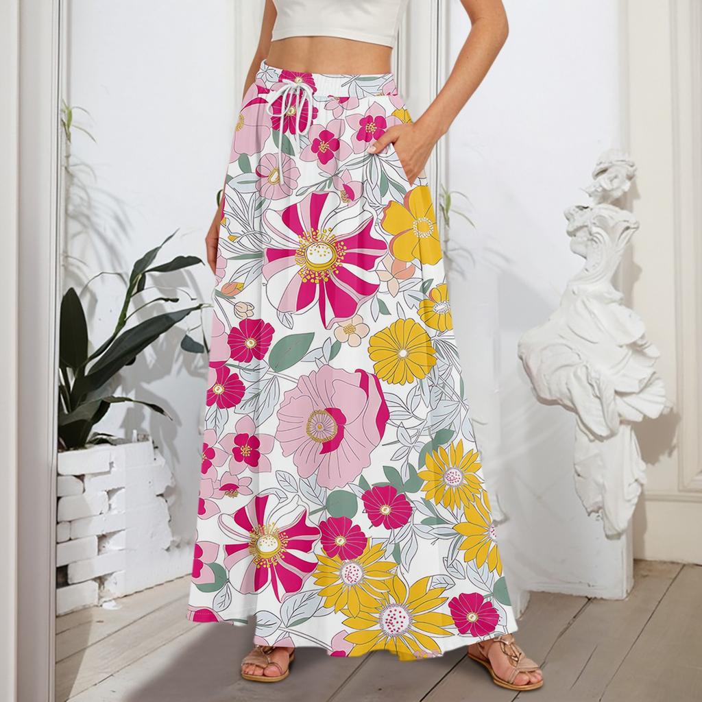 Женские струящиеся расклешенные юбки-макси с оборками и эластичным поясом, элегантные многослойные длинные юбки в стиле бохо