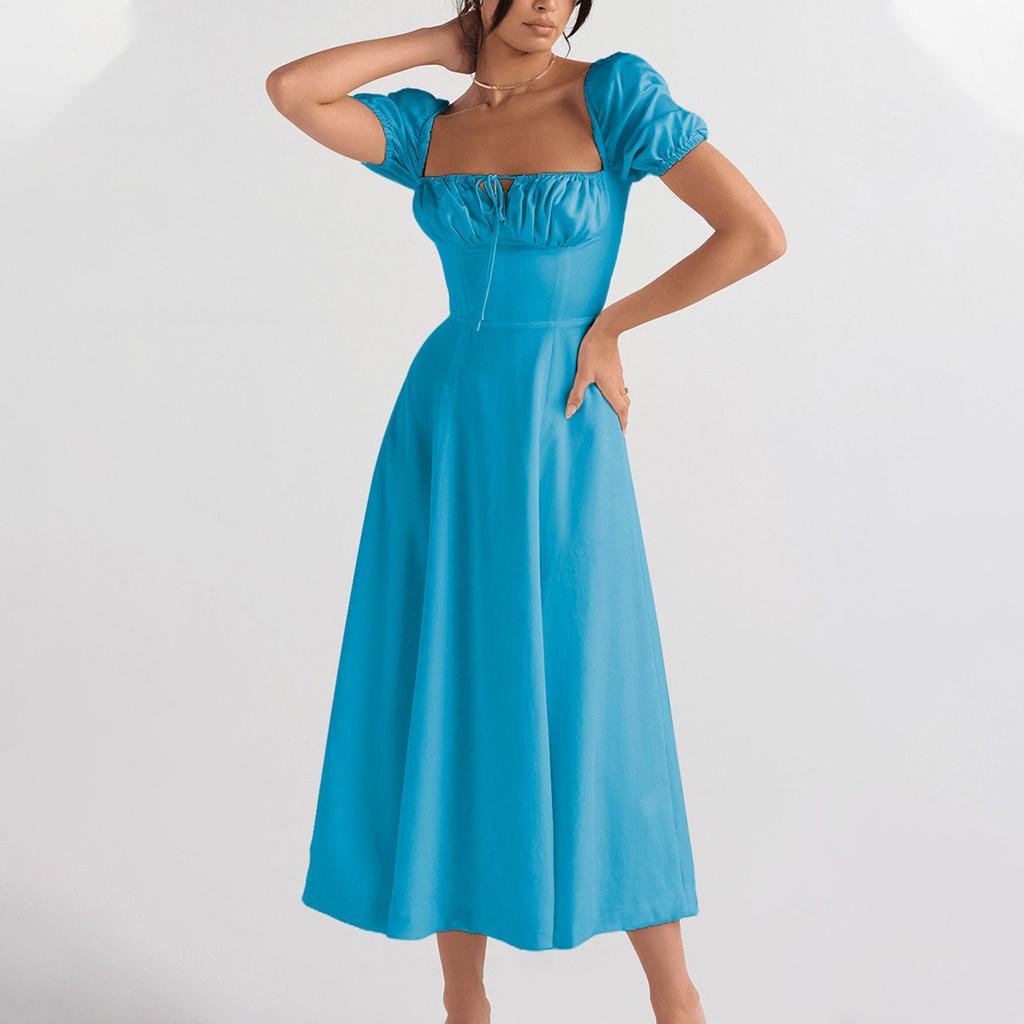 Ladies Spring And Summer Fashion Short-Sleeved Gentle Style Mid-Length Dress