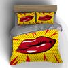 Pop art lips. Bedding Duvet cover sets Duvet covers Pillowcases gifts (1 * Duvet Cover 2 * Pillowcases, without duvet insert)