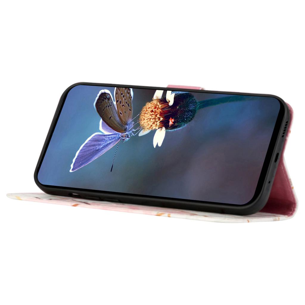 For Xiaomi Redmi Note 13 Pro 5G/Poco X6 5G Leather Case with Shoulder Strap Marble Pattern Phone Stand Cover