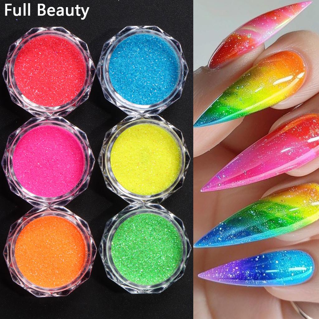 New fluorescent nail glitter gradual change luminous powder set nail decorative glitter