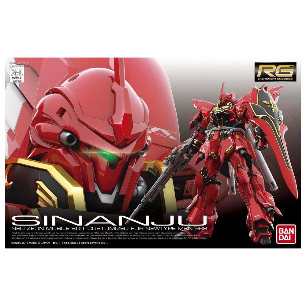 Пластиковая модель BANDAI SPIRITS RG Mobile Suit Gundam UC Sinanju в масштабе MSN-06S 1/144 с цветовой кодировкой