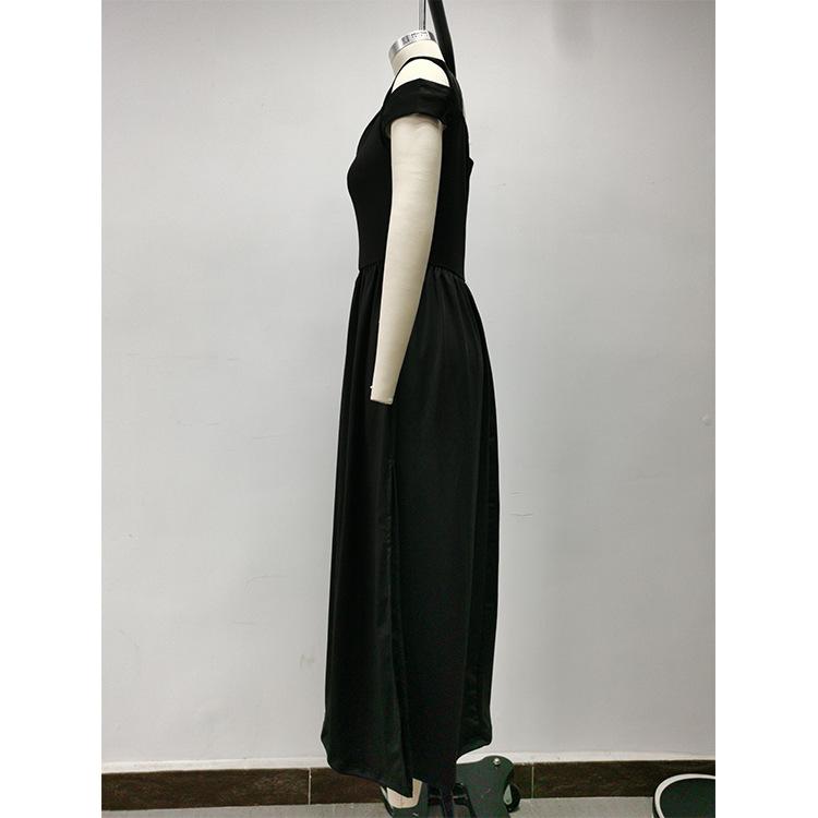 Летнее платье макси с V-образным вырезом, принтом, открытыми плечами, высоким разрезом, элегантное длинное вечернее сексуальное платье для вечеринки