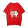 Kawaii Bear Panda Bubu And Dudu T Shirts Holding Hands With Love Balloon Print Tee-shirt 100% Cotton Tshirt Oversize Boys/Girls O-Neck  Tees Fashion