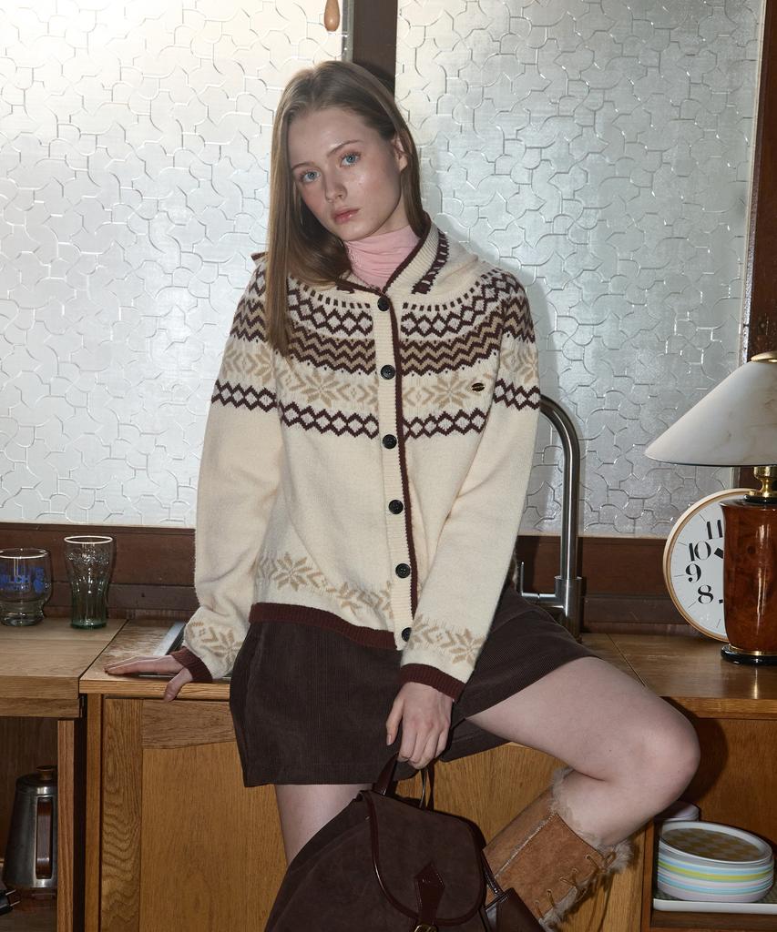 ANOETIC Nordic Hoodie Knit Cardigan_Cream