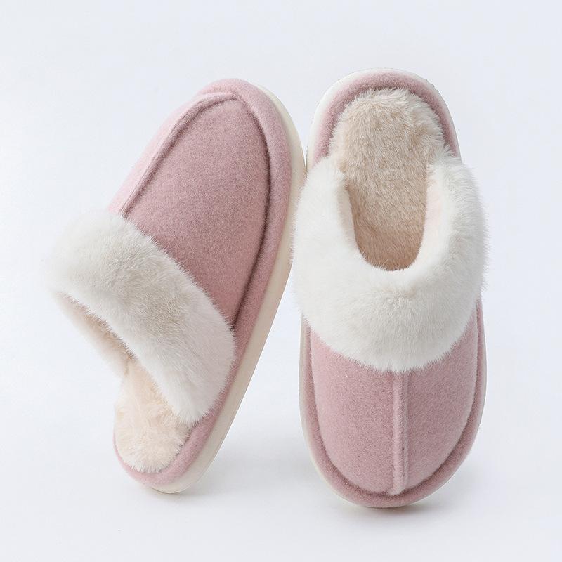 High-end Slippers Cotton Slippers Women's Thick-soled Outer Wear Couple Autumn and Winter Household Indoor Winter Fluffy Slippers Men