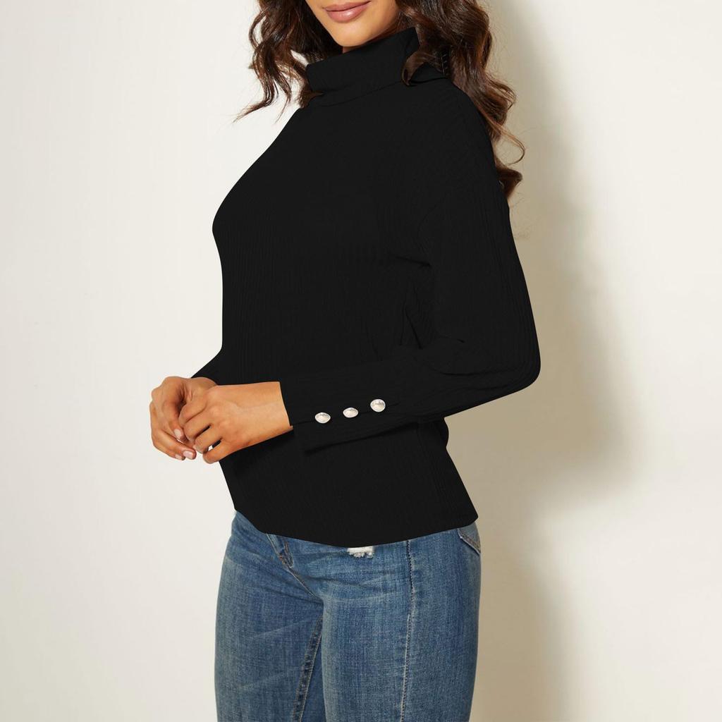 Women's Casual Turtleneck Knitted Sweater Long-sleeved Warm Top