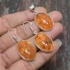 Baltic Amber Gemstone Solid 925 Sterling Silver Handmade Pendant+Earring Jewelry Set