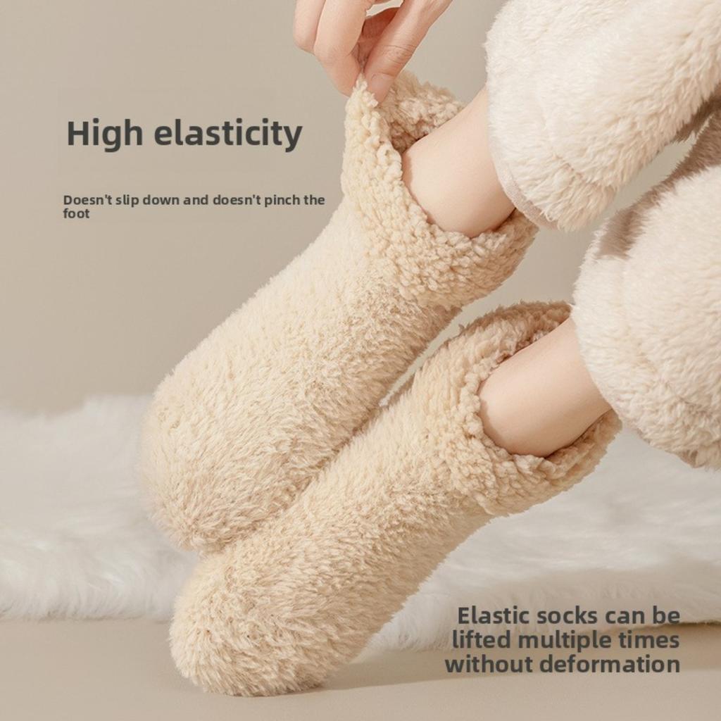 5-1 пара зимних носков-мешков из кораллового флиса и женских носков, плюшевые теплые домашние носки для пола, из овечьей шерсти и утолщенные домашние носки