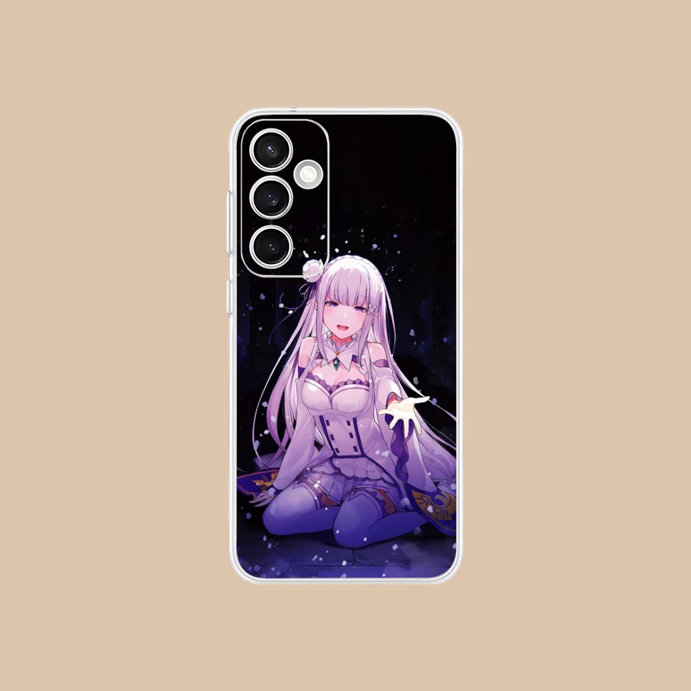 Чехол для мобильного телефона ReZero Emilia Waifu для Samsung Galaxy S25 S24 S23 S22 S21Plus FE Ультрапрозрачный Цветной Чехол Красивый Роскошный